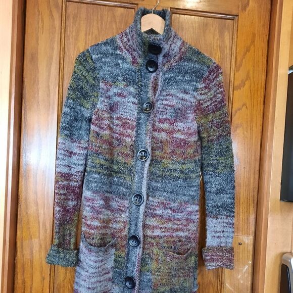 Kensie Sweater Coat Long Striped - Picture 6 of 14
